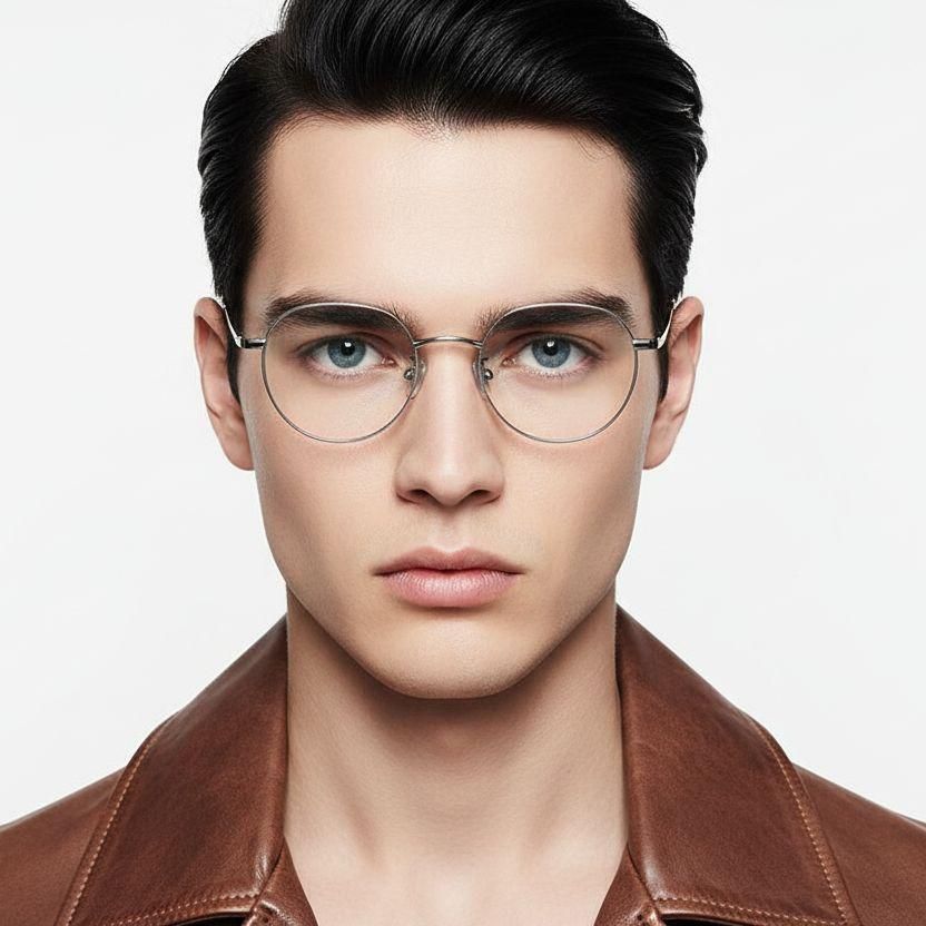 Geometric Silver Titanium Glasses #BS1913-0086