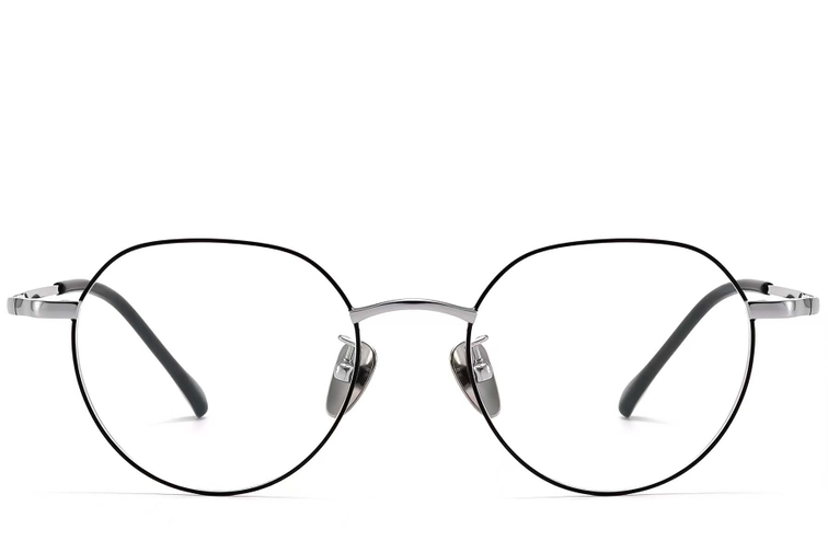 Gafas geométricas de titanio negro #BS1913-0087