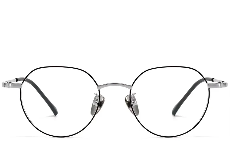 Gafas geométricas de titanio negro #BS1913-0087