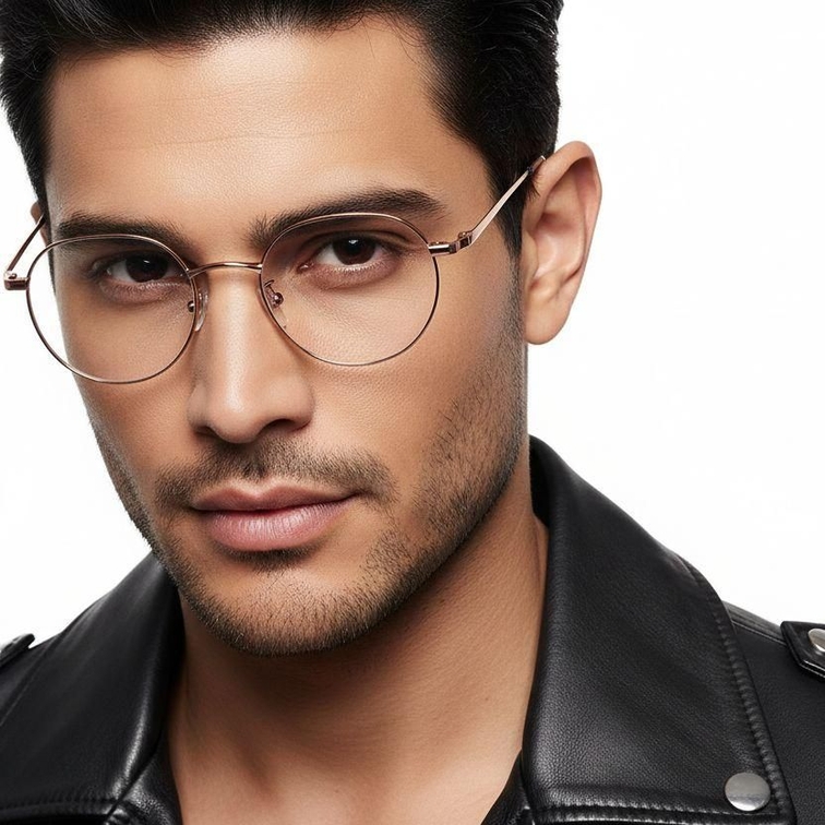 Gafas geométricas de titanio rosa #BS1913-0088