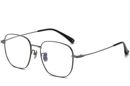 Lunettes géométriques vertes en titane #BS1913-0091