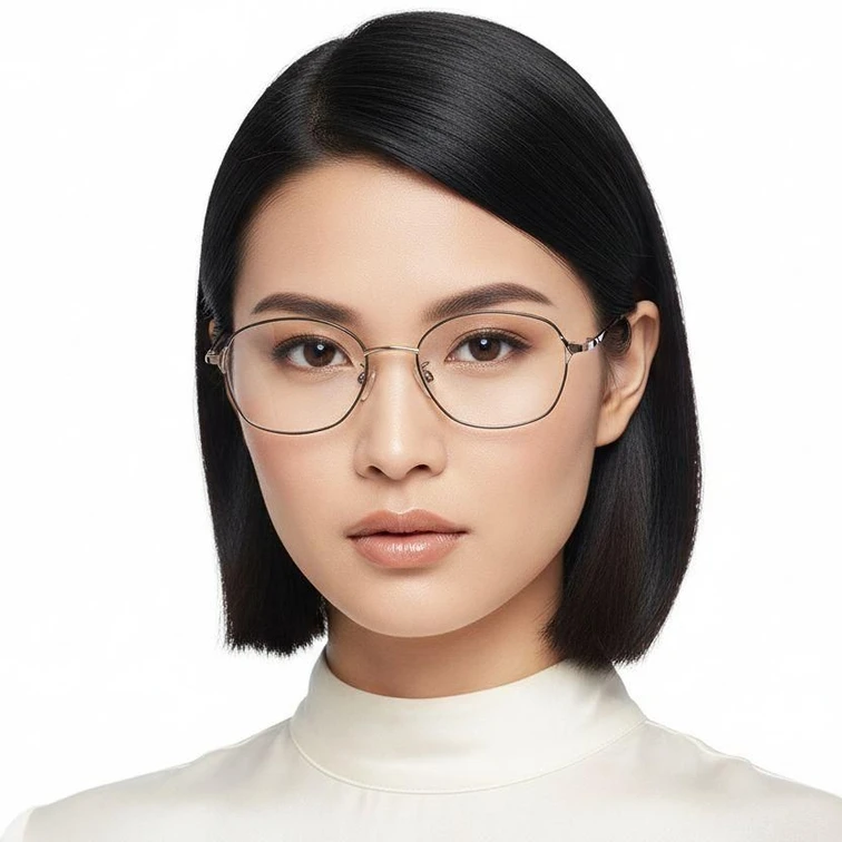 Lunettes ovales en titane gris #BS1913-0096