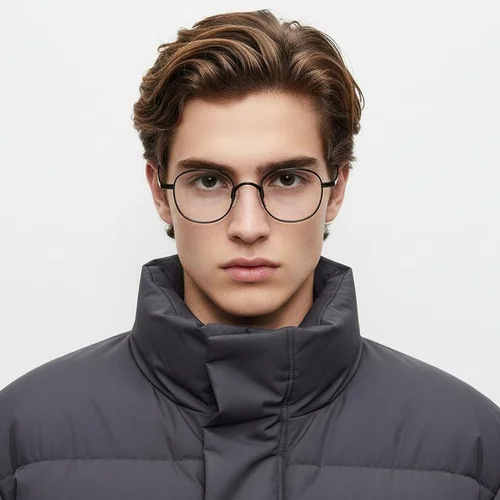 Lunettes rectangulaires en titane noir #BS1913-0097