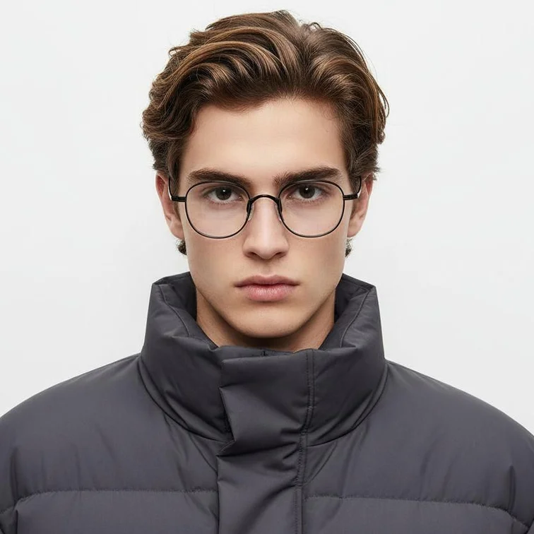Gafas rectangulares de titanio negro #BS1913-0097