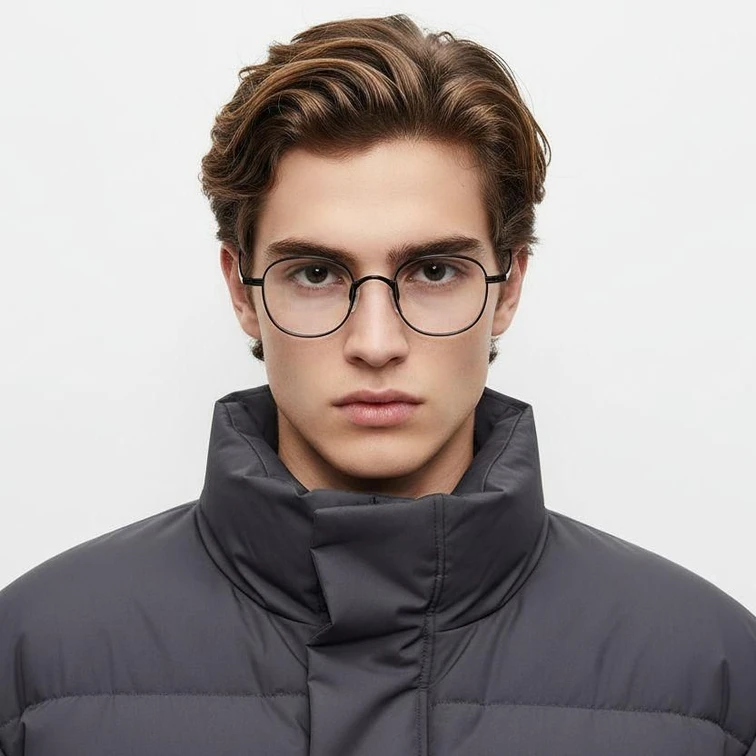 Rectangular Black Titanium Glasses #BS1913-0097