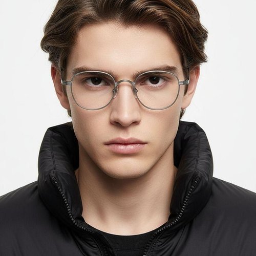 Lunettes rectangulaires en titane argenté #BS1913-0099