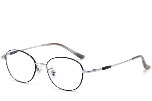 Lunettes ovales en titane noir #BS1913-0101