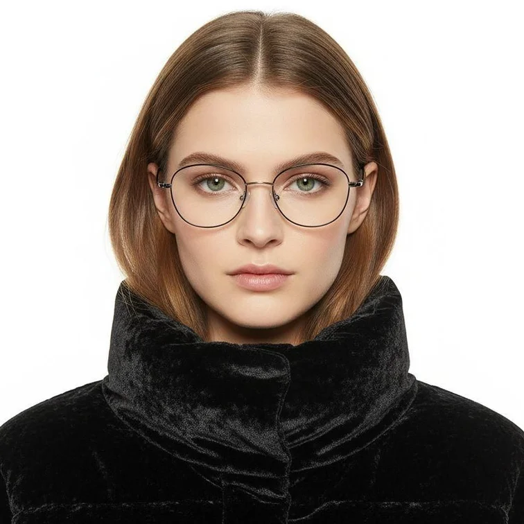 Oval Black Titanium Glasses #BS1913-0101