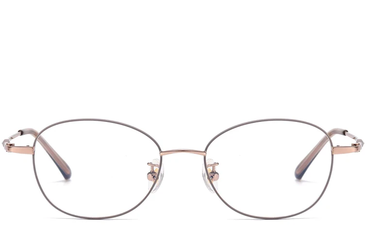 Lunettes ovales en titane gris #BS1913-0104