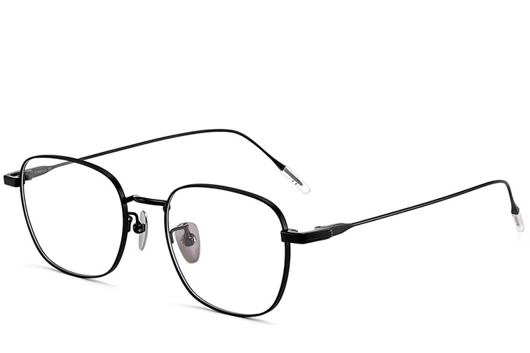 Rechthoekige zwarte titanium bril #BS1913-0105