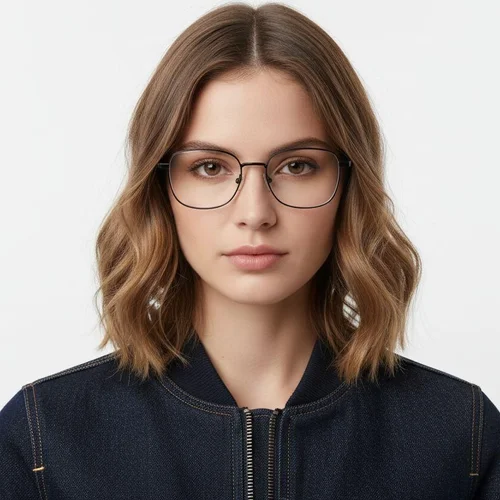Lunettes rectangulaires en titane noir #BS1913-0105