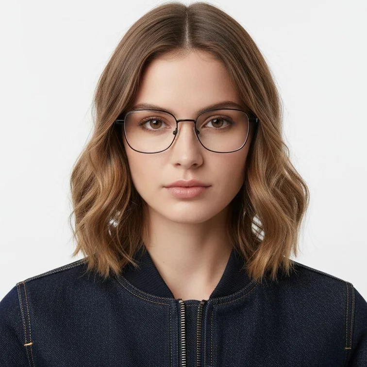Gafas rectangulares de titanio negro #BS1913-0105