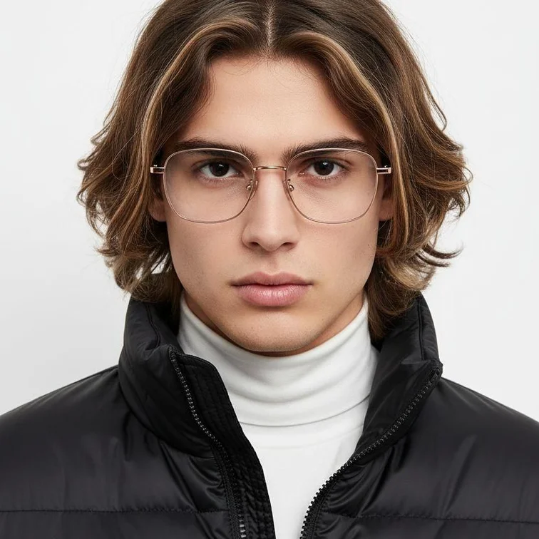 Rectangular Pink Titanium Glasses #BS1913-0106