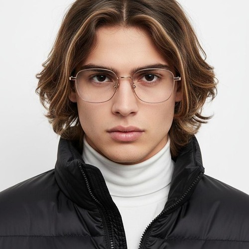 Gafas rectangulares de titanio rosa #BS1913-0106