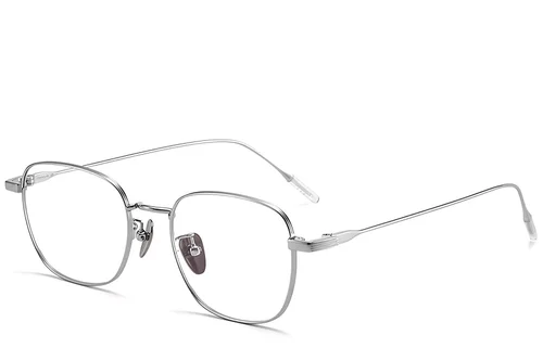 Lunettes rectangulaires en titane argenté #BS1913-0107