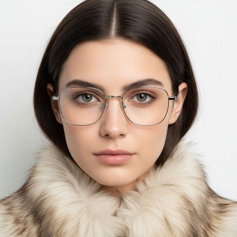 Rectangular Silver Titanium Glasses #BS1913-0107