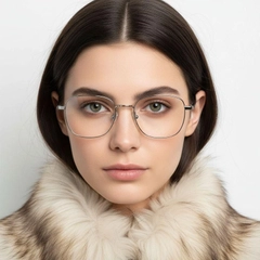 Gafas rectangulares de titanio plateado #BS1913-0107