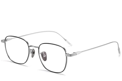 Lunettes rectangulaires en titane noir #BS1913-0109