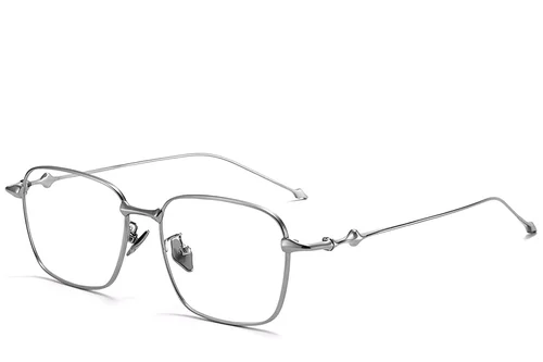 Lunettes rectangulaires en titane argenté #BS1913-0110