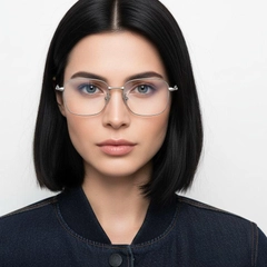 Gafas rectangulares de titanio plateado #BS1913-0110