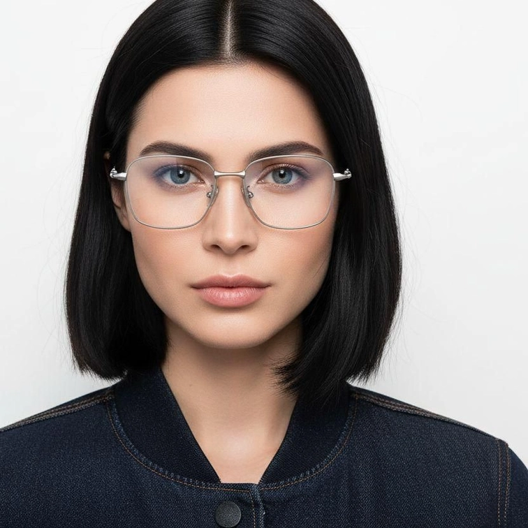 Rectangular Silver Titanium Glasses #BS1913-0110