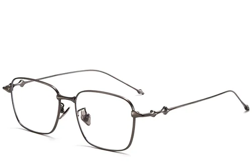 Lunettes rectangulaires en titane gris #BS1913-0113