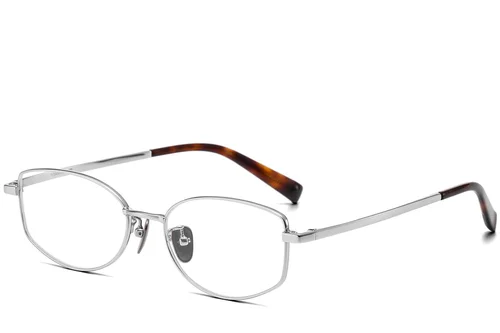 Lunettes ovales en titane argenté #BS1913-0114