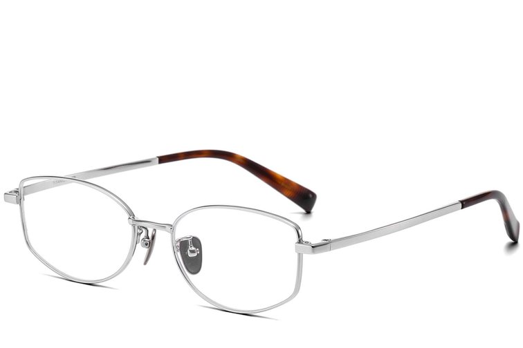 Lunettes ovales en titane argenté #BS1913-0114