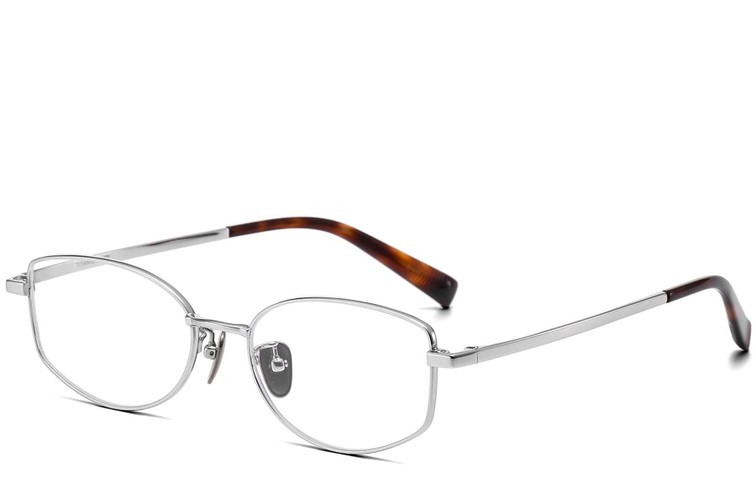 Gafas ovaladas de titanio plateado #BS1913-0114