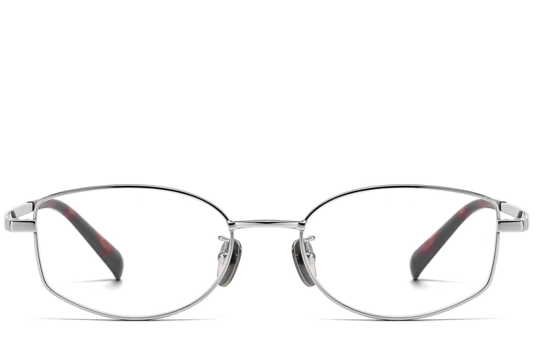 Oval Silver Titanium Glasses #BS1913-0114