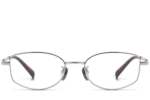 Lunettes ovales en titane argenté #BS1913-0114