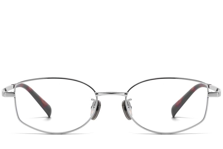 Lunettes ovales en titane argenté #BS1913-0114