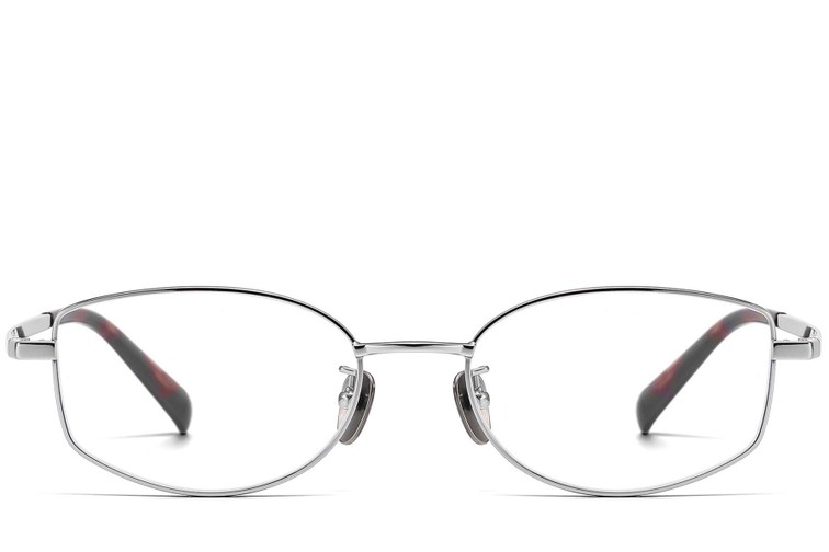 Gafas ovaladas de titanio plateado #BS1913-0114