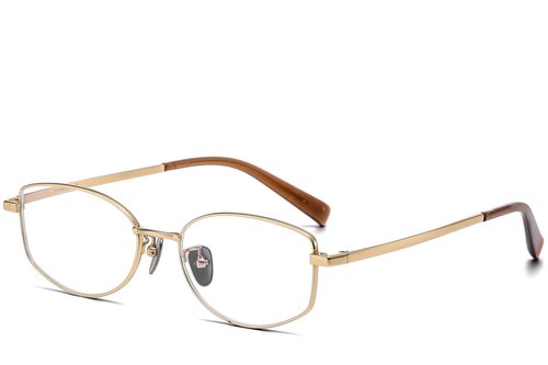 Lunettes ovales en titane doré #BS1913-0115