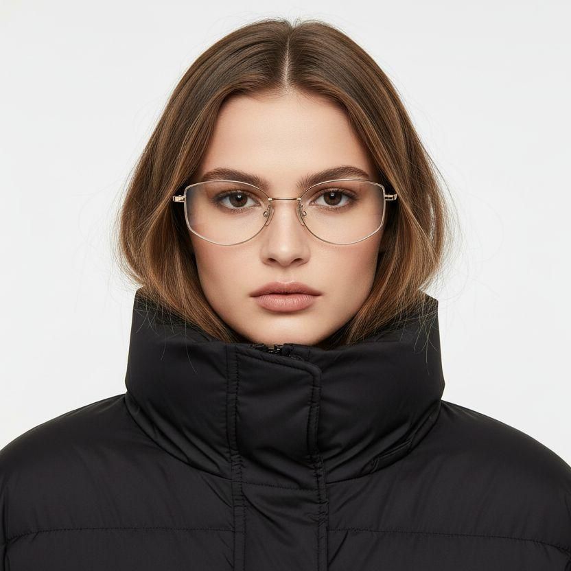 Oval Golden Titanium Glasses #BS1913-0115