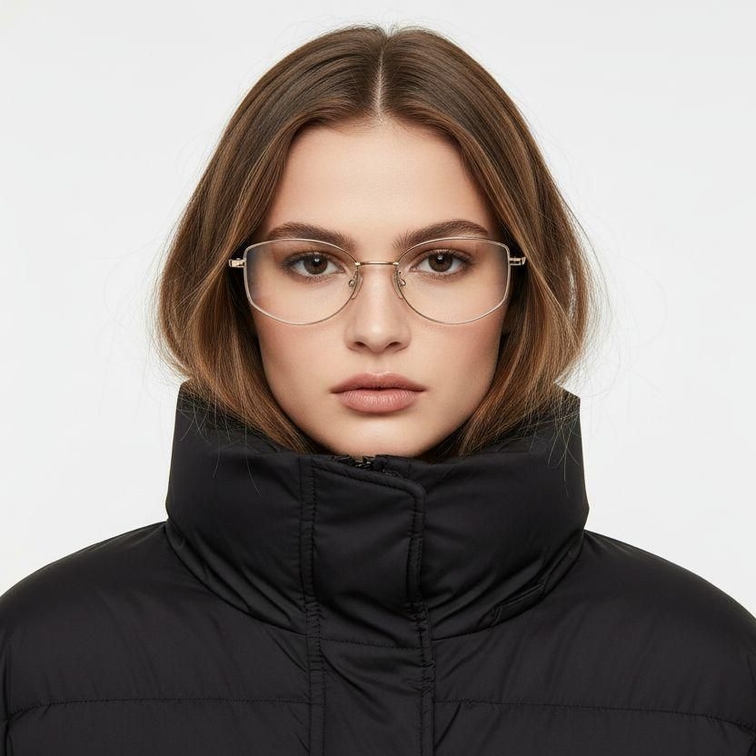 Gafas ovaladas de titanio dorado #BS1913-0115