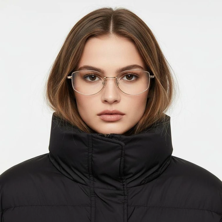 Oval Golden Titanium Glasses #BS1913-0115