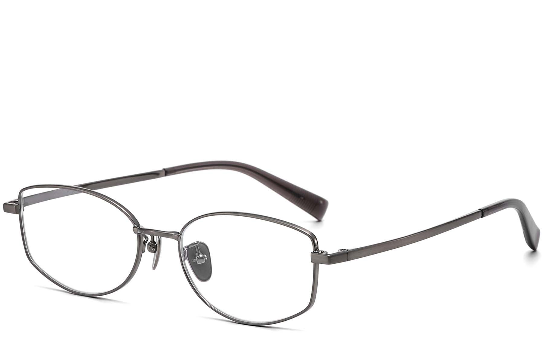 Gafas de titanio ovaladas grises #BS1913-0116