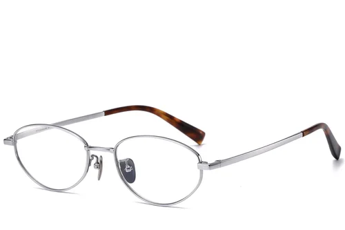 Lunettes ovales en titane argenté #BS1913-0118