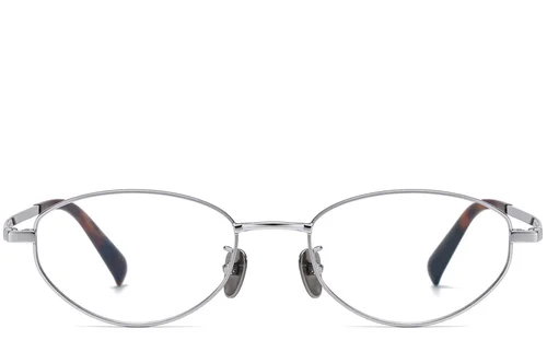 Lunettes ovales en titane argenté #BS1913-0118