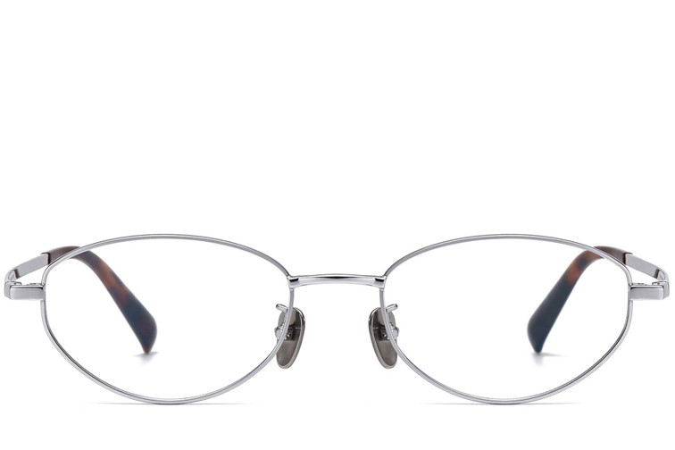 Gafas ovaladas de titanio plateado #BS1913-0118