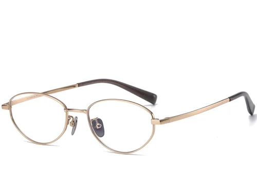 Lunettes ovales en titane doré #BS1913-0119