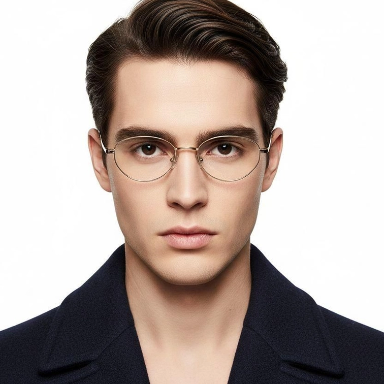 Gafas ovaladas de titanio dorado #BS1913-0119