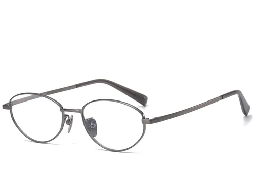 Lunettes ovales en titane gris #BS1913-0120