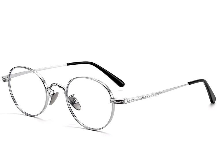 Lunettes ovales en titane argenté #BS1913-0123