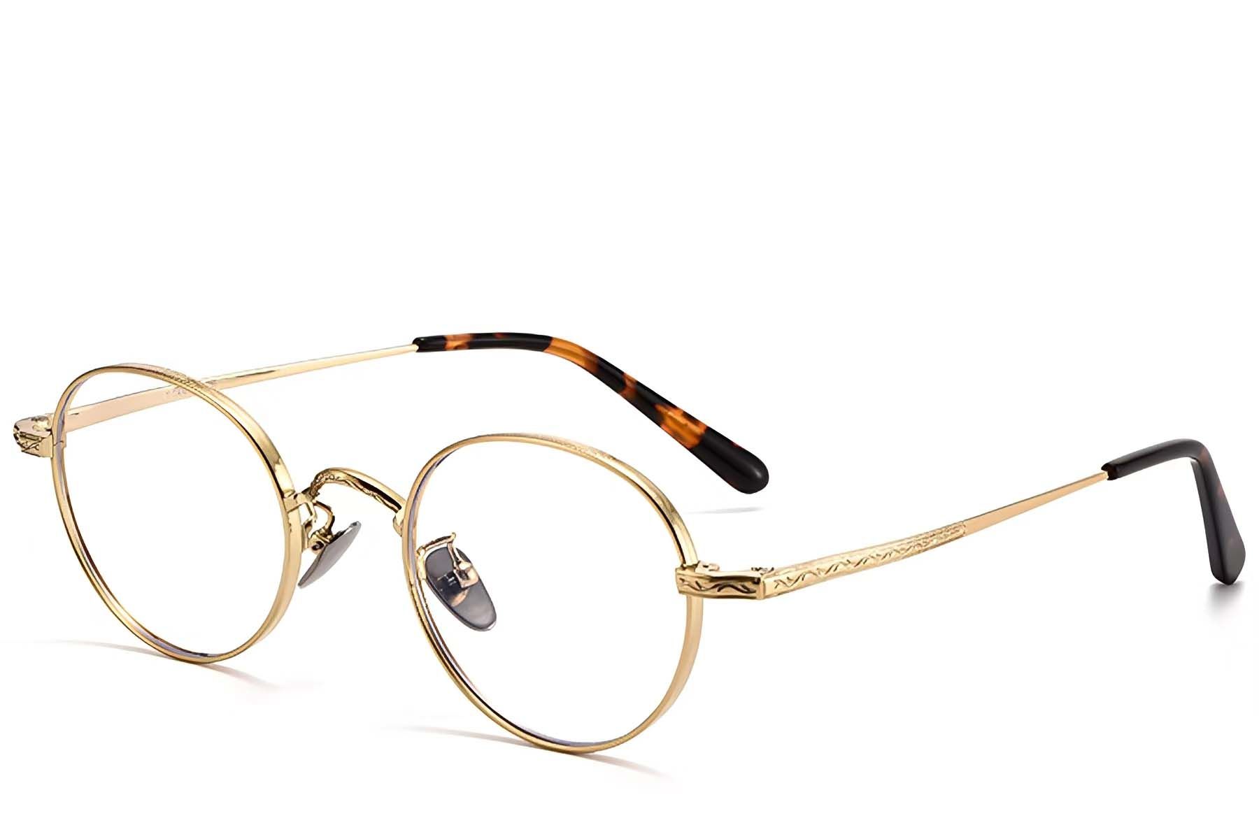Oval Golden Titanium Glasses #BS1913-0124