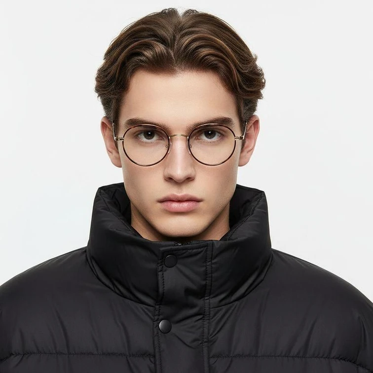 Oval Golden Titanium Glasses #BS1913-0124