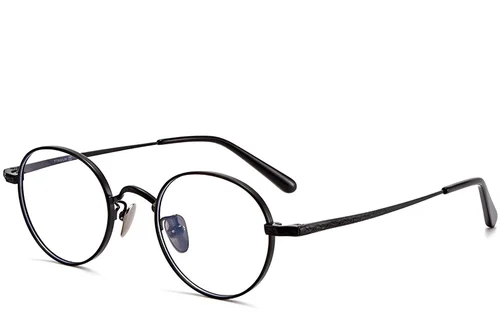 Lunettes ovales en titane noir #BS1913-0125