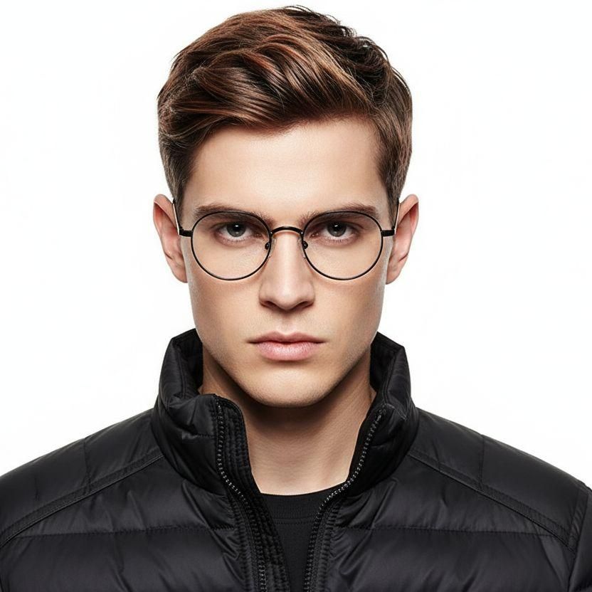 Oval Black Titanium Glasses #BS1913-0125