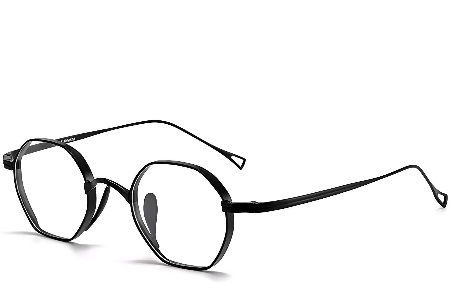 Geometrische zwarte titanium bril #BS1913-0126